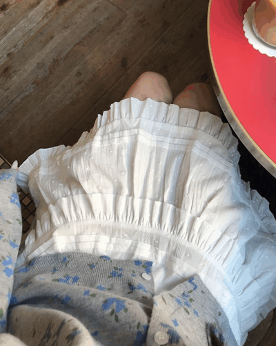 パンチングレースティアードミニスカート