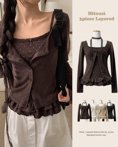 【SET】ドットキャミソール カーディガン