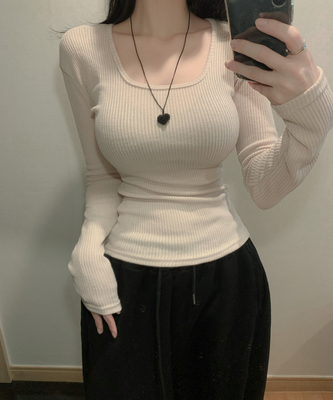 スクエアネック長袖Tシャツ(6color)