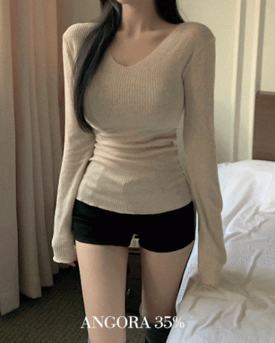 アンゴラアルパカウール長袖Tシャツ(6color)