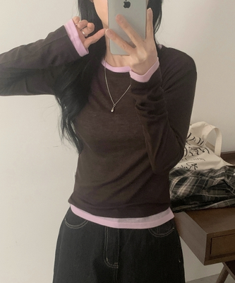 라밍 레이어드 텐셀 시스루 롱슬리브 이너 긴팔티셔츠