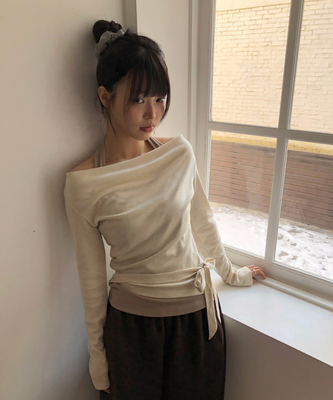 ホルターネックレイヤード長袖Tシャツ