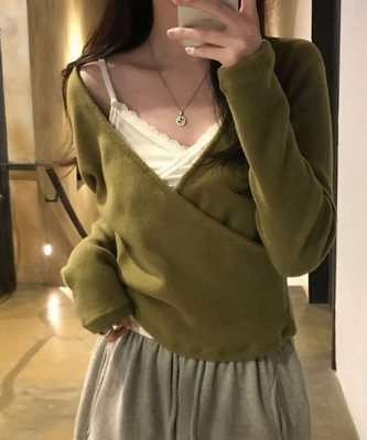 포리나 여리 오프숄더 슬림 랩니트 티셔츠 3color