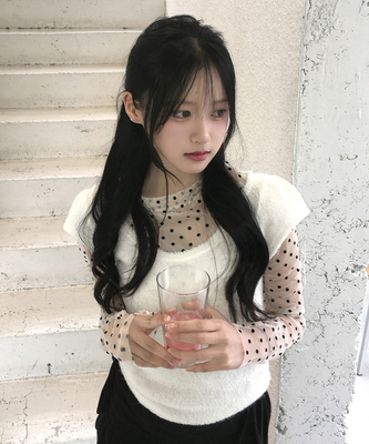 ブークレUネック半袖ニット