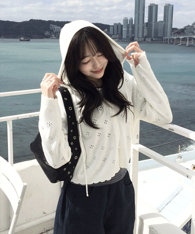 【✔기획】스카시 펀칭 후드 가디건