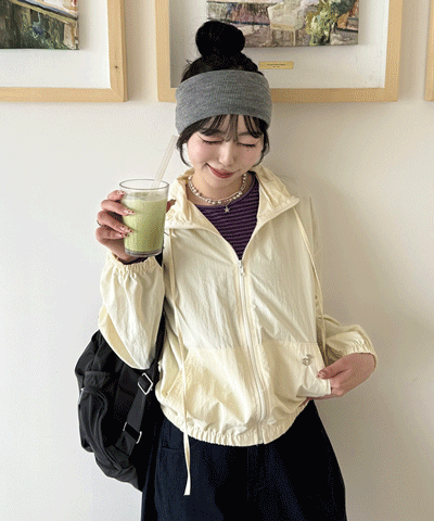 【✔기획】하이넥 리본 스트링 집업