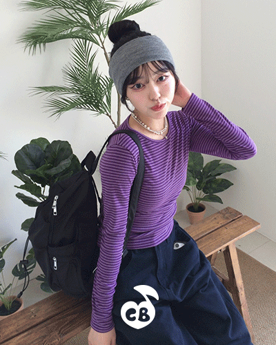 【❤️MADE】단가라 무지 긴팔티셔츠