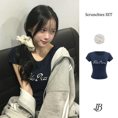 【シュシュ付き】ドット半袖Tシャツ