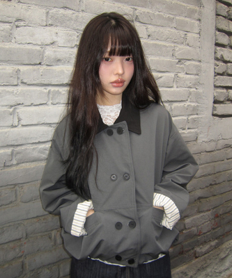 ボタンバイカラークロップジャケット