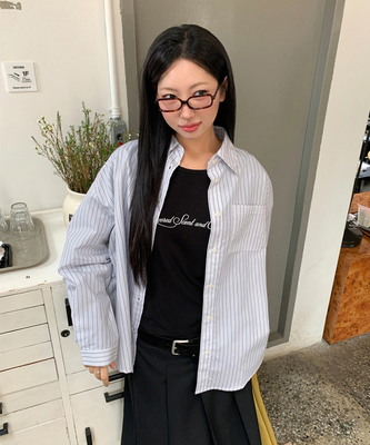 ストライプレタリングオーバーシャツ