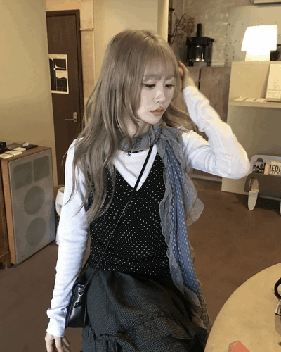 ドットフリルレーススカーフ