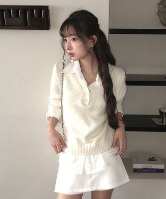 レイヤードカラーニット