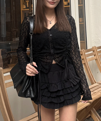 シャーリングレースカーディガン