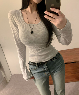 スクエアネックロングスリーブTシャツ(5color)