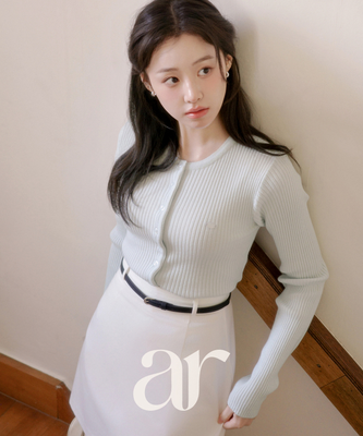 (MADE / Easy Washable / 2 Neck Types / Soft & Stretchy) Mother-of-Pearl Pendant Ribbed Knit Cardigan