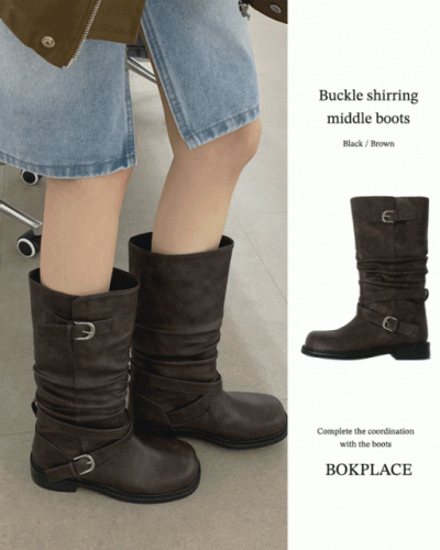 シアリングスリットミドルブーツ