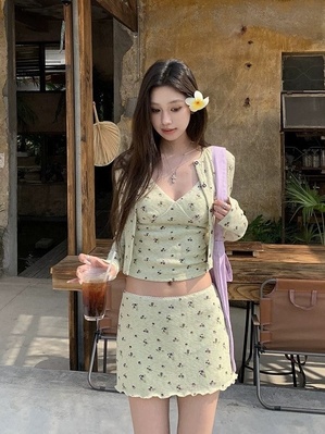 【SET着用可能】グリーンアップルカーディガンセット3ps