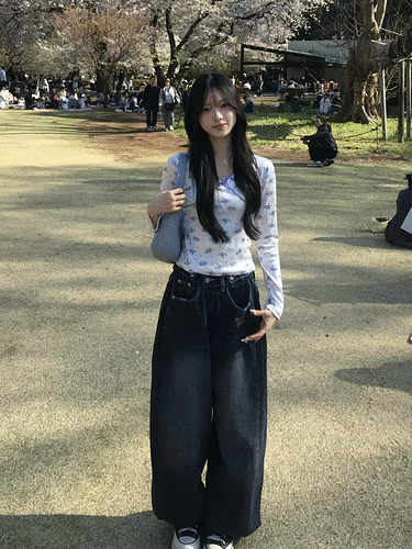 허리 비죠 핀턱 벌룬 데님 팬츠