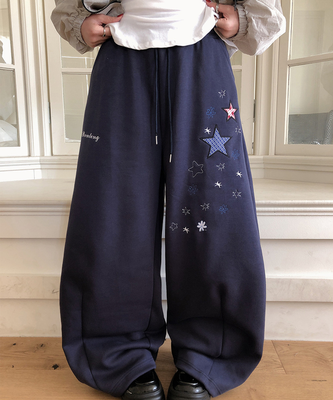 星刺繍ワイドトレーニングパンツ