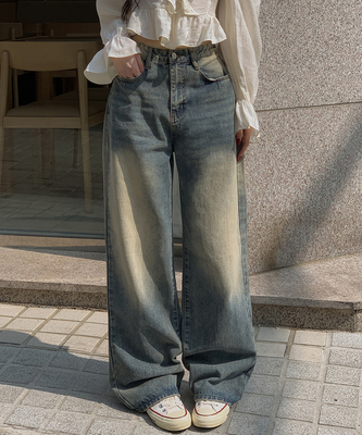 【丈別】ウォッシングワイドデニムパンツ