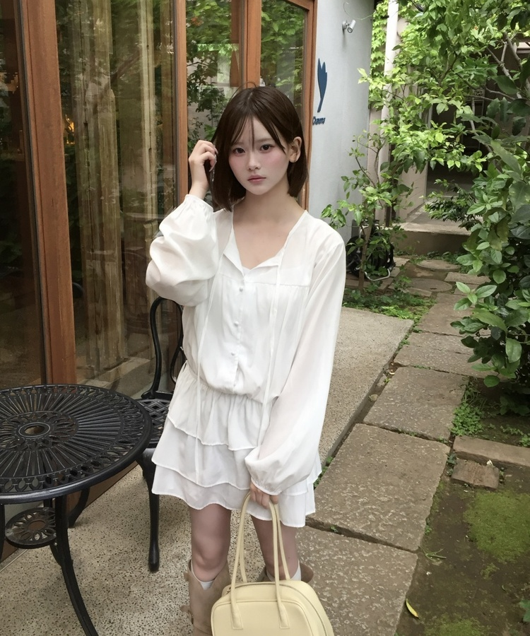 シフォンティアードミニワンピース｜ミニワンピース｜韓国ファッション