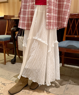 アンバランスフリルロングスカート