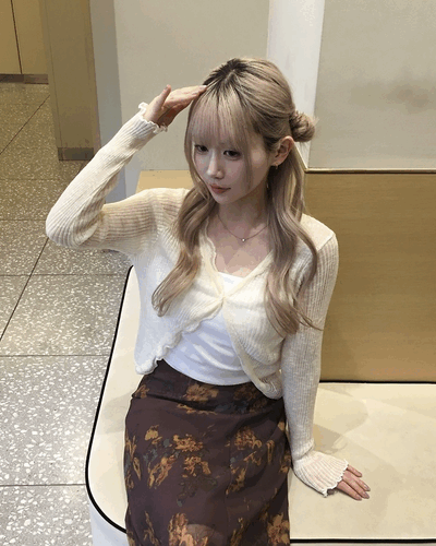 프렌치 프릴 레이스 가디건