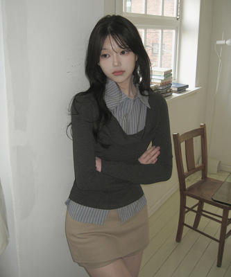 【ベルト付き】Aラインコットンミニスカートパンツ