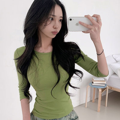 サイドシャーリング7分Tシャツ(10color)