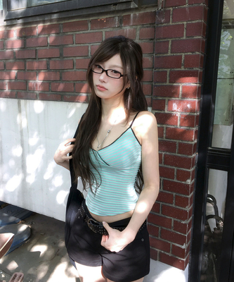 【カップ付き】ポップストライプラップキャミ