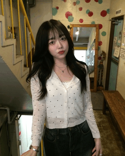 ドット柄シアーフリルカーディガン