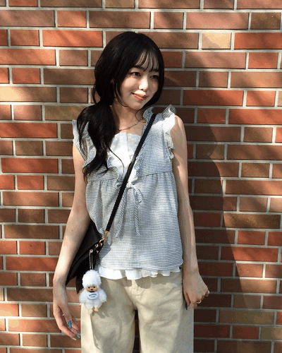 レイヤード風チェックノースリーブ