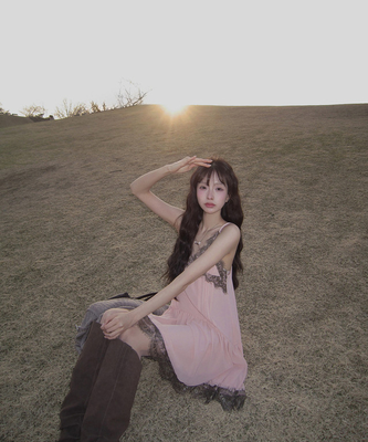 レーススリップフレアワンピース