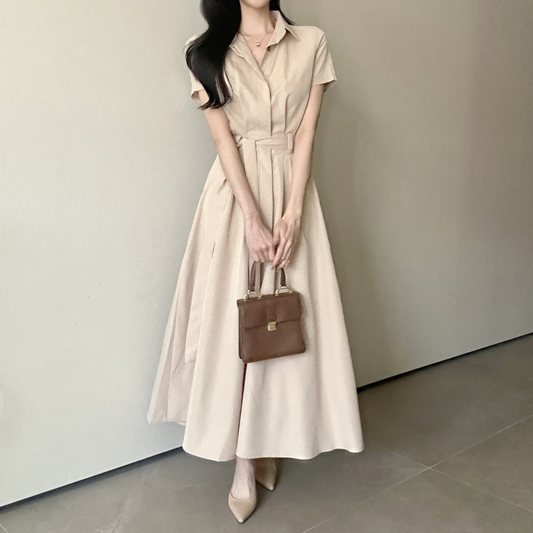 半袖シャツロングワンピース｜ロングワンピース｜韓国ファッション通販