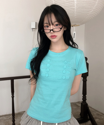 ナポレオンボタン刺繍半袖Tシャツ