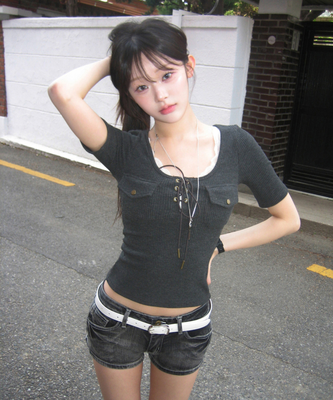 アイレットリブ半袖Tシャツ
