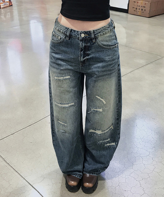 ダメージデニムワイドパンツ