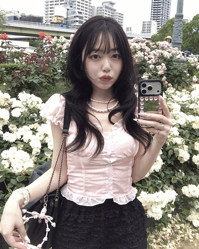 미니 도트 프릴 투웨이 블라우스