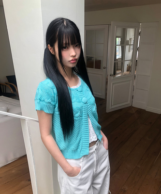 半袖ニットカーディガン