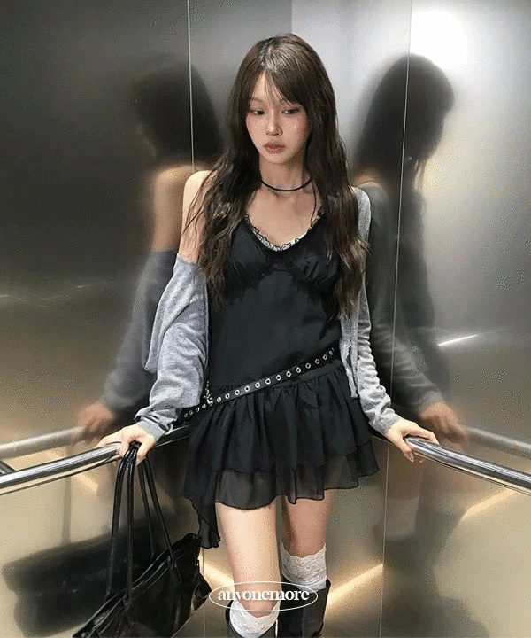シフォンレースフリルワンピース｜ミニワンピース｜韓国ファッション