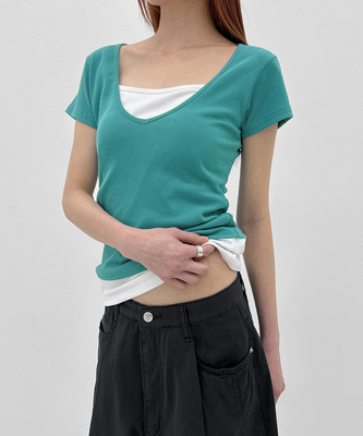 ディープVネック半袖Tシャツ(5color)