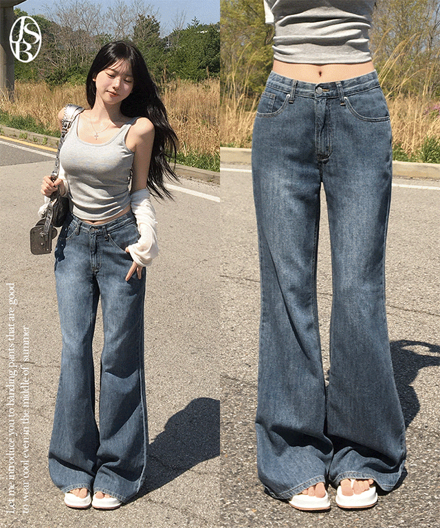 여름데님 케나 린넨 세미 부츠컷 와이드 팬츠 롱 워싱 데님 플레어핏 롱팬츠 슬림와이드 쿨링 진청 중청 연청 데일리팬츠 여름팬츠여름청바지