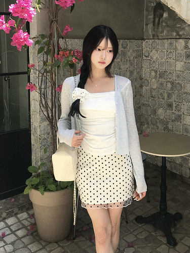 도트 레이스 스커트
