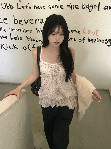 플라워 리본 프릴 캐미솔