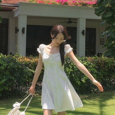 バブリーvibes 古着 JUNKO SHIMADA 珊瑚柄 パフスリミニワンピ パフ