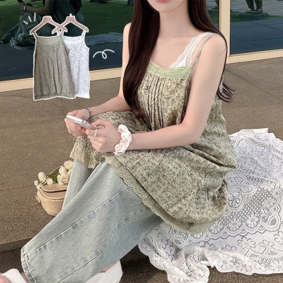 レースフラワーキャミワンピース｜ロングワンピース｜韓国ファッション