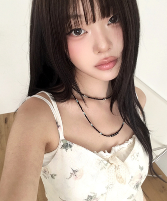 ブラックストーンビーズネックレス