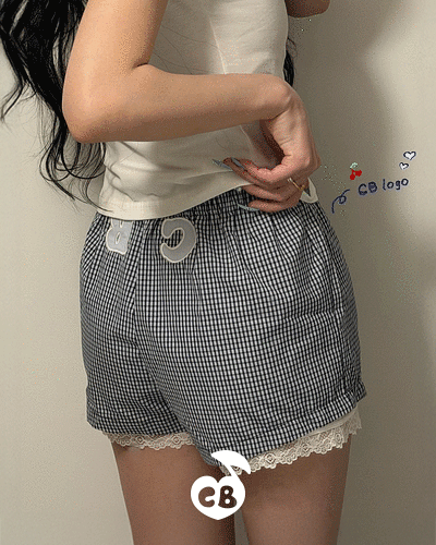 【❤️MADE】CB자수 체크 숏팬츠