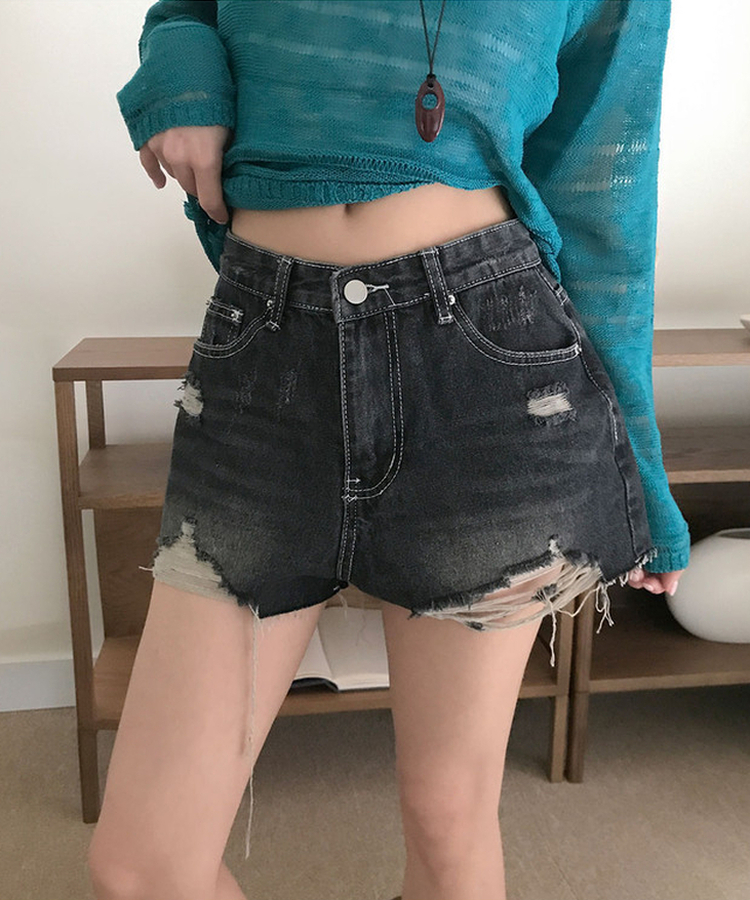 ☆未使用品☆CHANEL ショートパンツ デニム　ラメ　コーティング　黒　38 ダメージカットAラインデニムショートパンツ｜ショートパンツ｜韓国