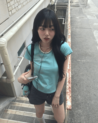 シルバーローズスリム半袖Tシャツ